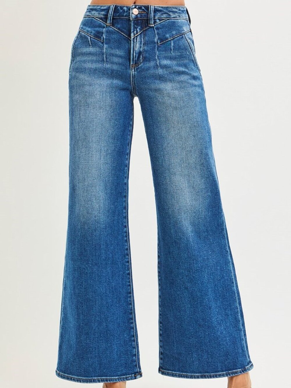 3-0426 Risen High Rise Wide leg retro denim jeans